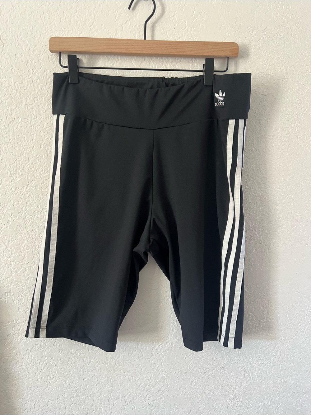 adidas Black Bike Shorts with White 3-Stripes